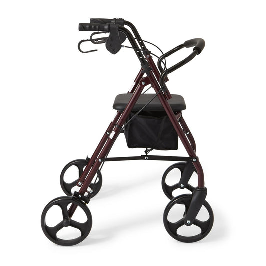 Basic Steel Rollator with 8" Wheels, Burgundy
