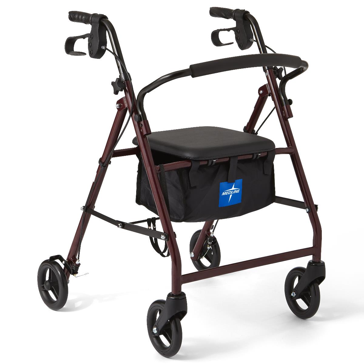 Basic Steel Rollator, Burgundy