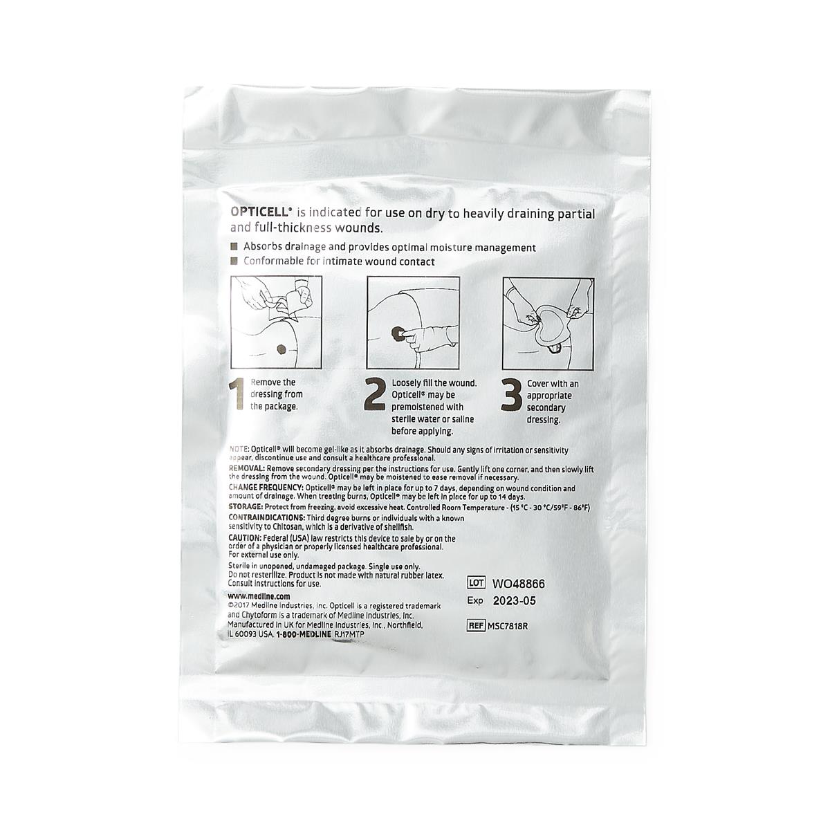 Opticell Gelling Fiber Wound Dressing, 0.75" x 18"