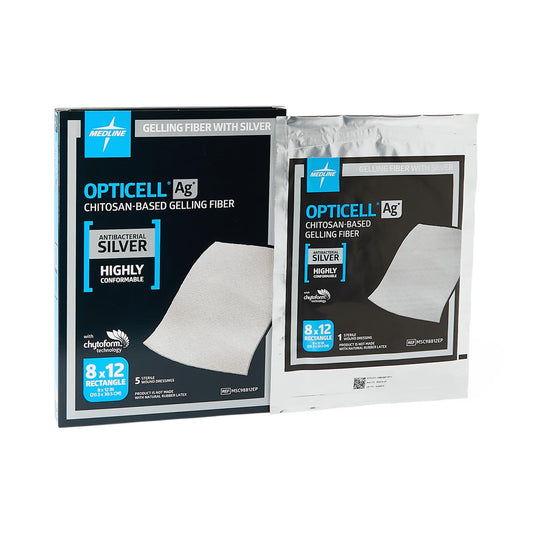 Opticell Ag+ Silver Antibacterial Gelling Fiber Wound Dressing, 8" x 12"