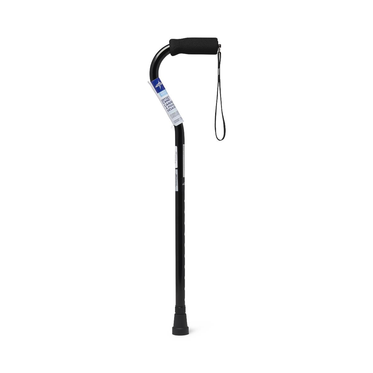 Cane, Offset, Black, Aluminum, Adjustable Height