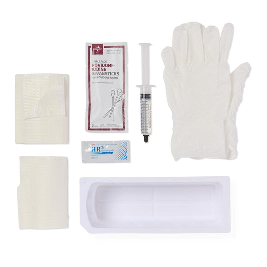 Foley Catheter Insertion Tray with 10 mL Syringe, PVP and Vinyl Gloves in Peel Lid Tray
