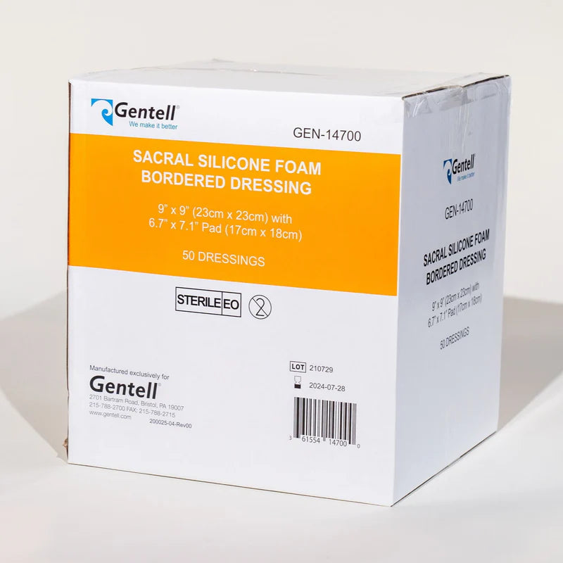 Bordered Silicone Foam Sacral Dressing, 9" x 9"