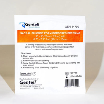 Bordered Silicone Foam Sacral Dressing, 9" x 9"
